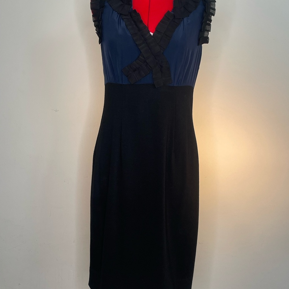 Taylor Black and Navy Midi Dress